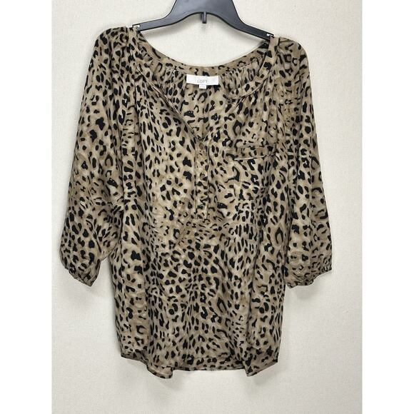 Loft Womens Animal Print Blouse V-Neck Size XL Blouse Tunic Top - Picture 10 of 11